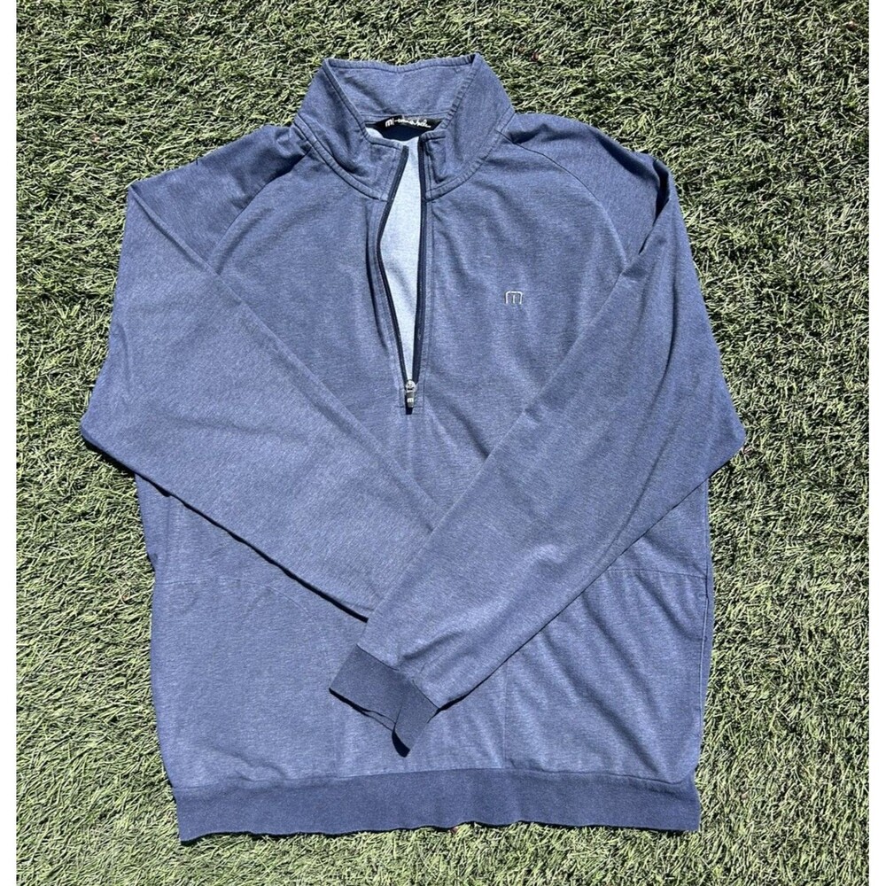 TravisMathew Zachary 1/4 Zip Pullover Mens XL Blue Golf Performance 1MQ470